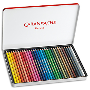 CARAN D'ACHE Boîte métal de 30 crayons de couleur Aquarellable SWISSCOLOR METAL SWISS DRAPEAU