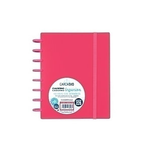 CARCHIVO Ingeniox Cuaderno de hojas reinsertables, personalizables, A5, cuadriculado 5x5 mm, 100 hojas, con discos extraíbles de 30 mm, tapa de polipropileno, con goma de cierre, rojo intense