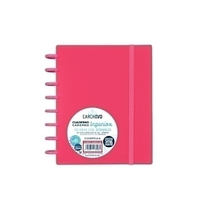 CARCHIVO Ingeniox Cuaderno de hojas reinsertables, personalizables, A5, cuadriculado 5x5 mm, 100 hojas, con discos extraíbles de 30 mm, tapa de polipropileno, con goma de cierre, rojo intense CARCHIVO Ingeniox Cuaderno de hojas reinsertables, personalizables, A5, cuadriculado 5x5 mm, 100 hojas, con discos extraíbles de 30 mm, tapa de polipropileno, con goma de cierre, rojo intense