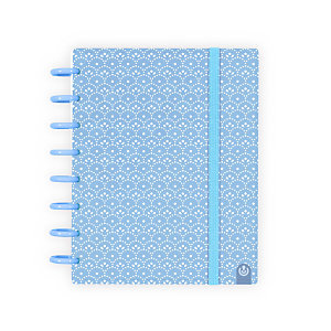 CARCHIVO Ingeniox Cuaderno de hojas reinsertables, móviles, personalizables, extraibles, A5, cuadriculado 5 x 5 mm, 100 hojas de 100 gr, con discos extraíbles de 30 mm, tapa de polipropileno, con goma de cierre, Romantic Blue, azul