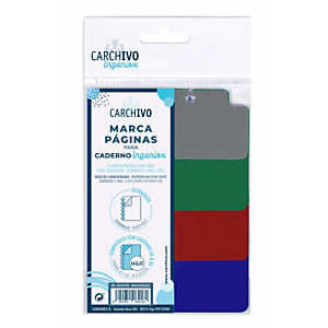 CARCHIVO Ingeniox Marcapáginas opaco para cuaderno de hojas reinsertables A4 y A5, polipropileno extra fuerte, paquete de 4 unidades, surtido CARCHIVO Ingeniox Marcapáginas opaco para cuaderno de hojas reinsertables A4 y A5, polipropileno extra fuerte, paquete de 4 unidades, surtido