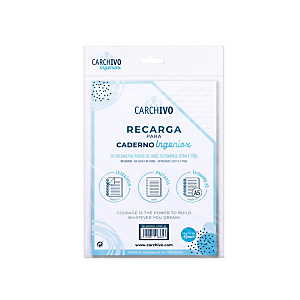 CARCHIVO Ingeniox Recambio para cuaderno de hojas reinsertables, A5, 50 hojas de 100 gr, extraibles, 8 taladros, horizontal