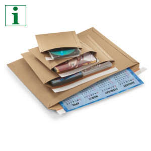 Cardboard envelopes with long edge opening
