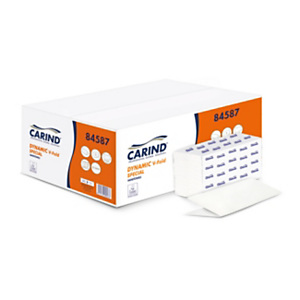 CARIND Asciugamani di carta piegati Dynamic V-Fold Special, 210 fogli, Intercalati a V, Bianco (15 pacchi da 210 asciugamani) CARIND Asciugamani di carta piegati Dynamic V-Fold Special, 210 fogli, Intercalati a V, Bianco (15 pacchi da 210 asciugamani)