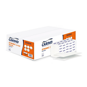 CARIND Asciugamani di carta piegati Dynamic Z-Fold Special, 150 fogli, Intercalati a Z, Bianco (25 pacchi da 150 asciugamani) CARIND Asciugamani di carta piegati Dynamic Z-Fold Special, 150 fogli, Intercalati a Z, Bianco (25 pacchi da 150 asciugamani)