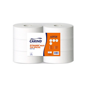 CARIND Carta igienica Maxi Jumbo in rotolo Dynamic Maxi 320 Special, 2 veli, Bianco (confezione 6 rotoli) CARIND Carta igienica Maxi Jumbo in rotolo Dynamic Maxi 320 Special, 2 veli, Bianco (confezione 6 rotoli)