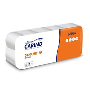 CARIND Carta igienica Standard in rotolo 66036 Dynamic 10, 2 veli, 104 fogli, Bianco (confezione 10 rotoli)