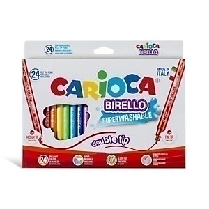 CARIOCA Birello Doble Rotulador punta fina de fieltro, doble punta, dos puntas, caja de 24, colores surtidos