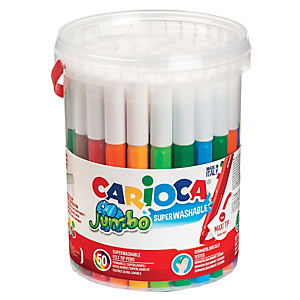 CARIOCA Pennarelli Jumbo - punta 6,0mm - colori assortiti - lavabili - barattolo 50 pezzi CARIOCA Pennarelli Jumbo - punta 6,0mm - colori assortiti - lavabili - barattolo 50 pezzi