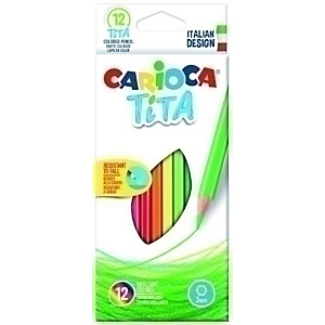 CARIOCA Tita Lápices de colores, hexagonal, Caja de 12 lápices, colores surtidos