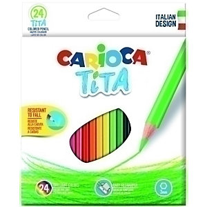 CARIOCA Tita Lápices de colores, hexagonal, Caja de 24 lápices, colores surtidos