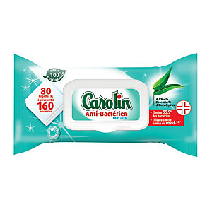CAROLIN Lingettes antibactériennes surfaces Carolin eucalyptus, étui de 80