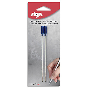 CARPENTRAS SIGN SIGN Blister de 2 recharges billes compatible CROSS pointe moyenne. Coloris bleu CARPENTRAS SIGN SIGN Blister de 2 recharges billes compatible CROSS pointe moyenne. Coloris bleu