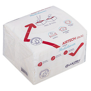 Carrés de soins jetables Lucart, boite de 45, 29 x 30 cm, 50 g/m2, gamme Airtech