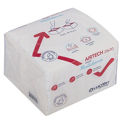 Carrés de soins jetables Lucart, boite de 45, 29 x 30 cm, 50 g/m2, gamme Airtech - 1