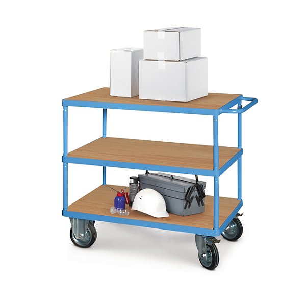 Carrello a 2 ripiani in legno 2 ruote fisse 2 girevoli 1000 x 600 x 865 mm portata 100 kg - 4