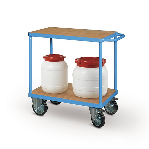 Carrello a 2 ripiani in legno 2 ruote fisse 2 girevoli 850 x 500 x 865 mm portata 100 kg - 3