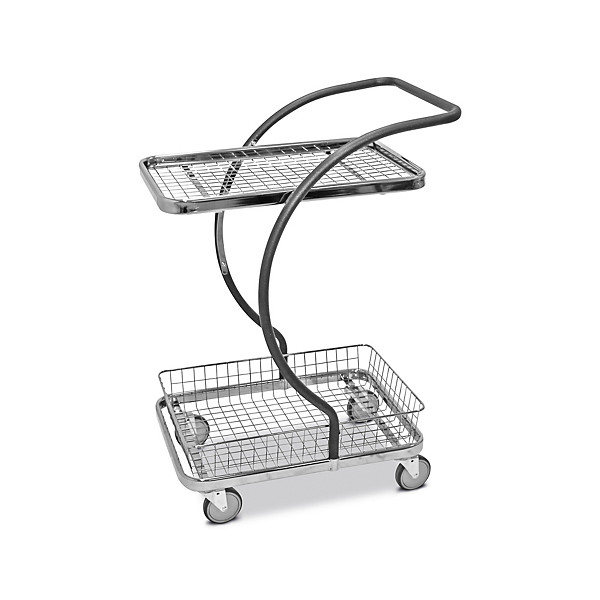 Carrello 2 ripiani C-Line con pianale grigliato e cestello inferiore portata 120 kg 68,5 x 45 x 100 cm 4 ruote girevoli ø 10 cm