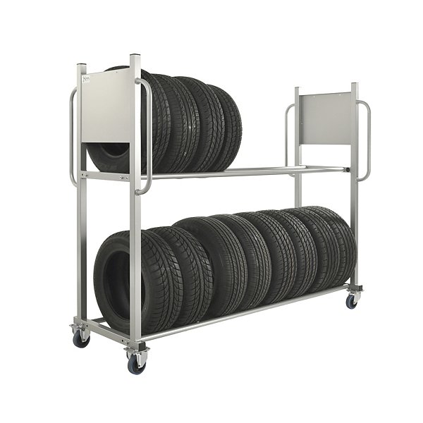 Carrello 2 ripiani per movimentazione pneumatici portata 300 kg - 2