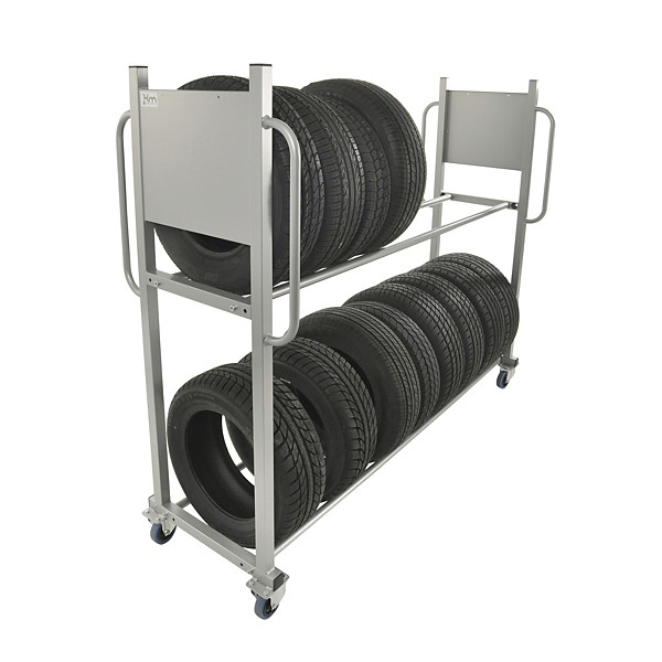 Carrello 2 ripiani per movimentazione pneumatici portata 300 kg - 1
