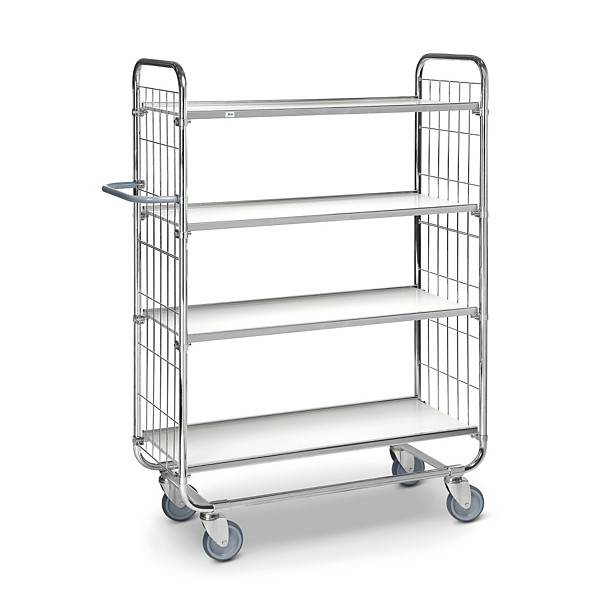 Carrello a 4 ripiani 4 ruote girevoli 2 con freno 1195 x 470 x 1590 mm portata 250 kg