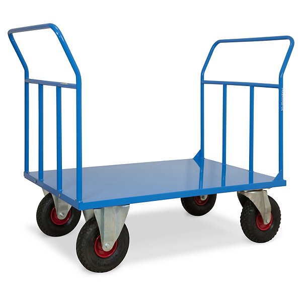 Carrello con pianale a 2 sponde 120x80x105,5cm ruote in gomma piena ø 20cm carico utile 500kg - 2