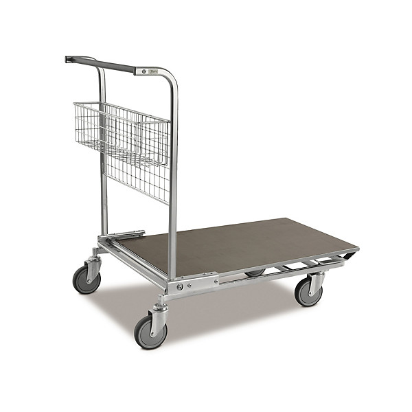 Carrello grandi volumi con pianale e cestino porta oggetti carico 200 kg 117 x 70 x 9,5 cm 4 ruote girevoli ø 12,5 cm - 1