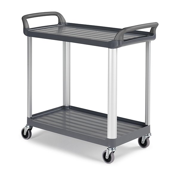 Carrello grigio 2 ripiani con montanti in polipropilene 1110 x 500 x 1050 mm portata 50 kg - 2