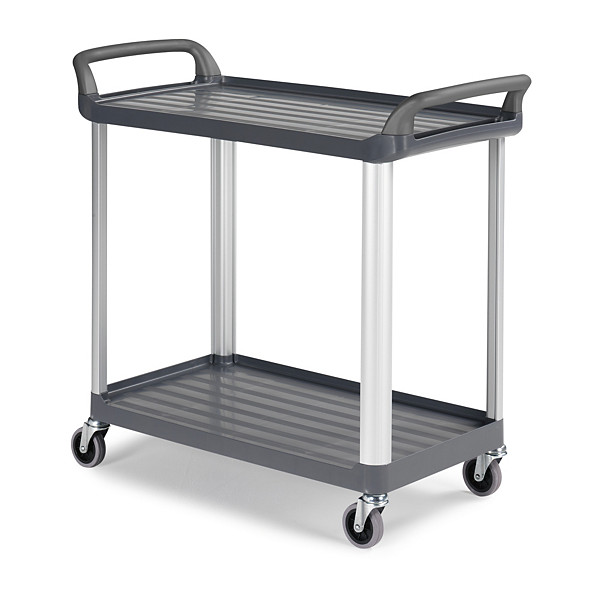 Carrello grigio 2 ripiani con montanti in polipropilene 1110 x 500 x 1050 mm portata 50 kg - 1