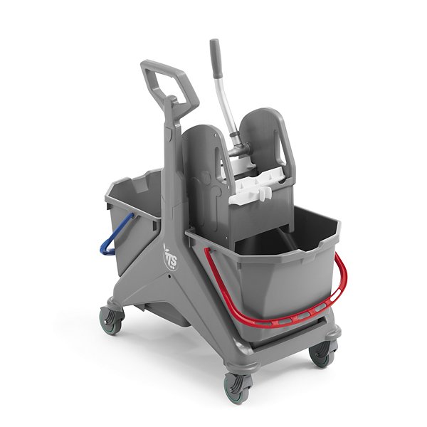 Carrello per pulizie verde 74,5 x 38 x 87 cm con strizzatore a ganasce e doppio secchio 2x25 litri  - 2