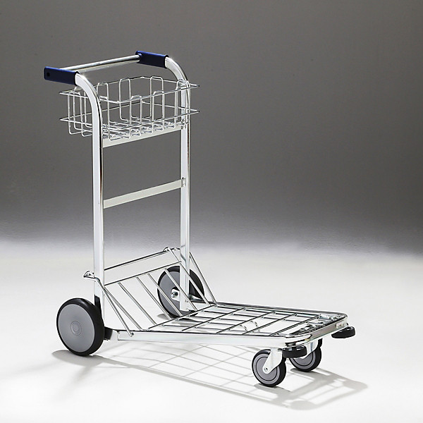 Carrello portabagagli pianale e cestello 60x101,5x97cm 4 ruote antitraccia 2 fisse e 2 girevoli