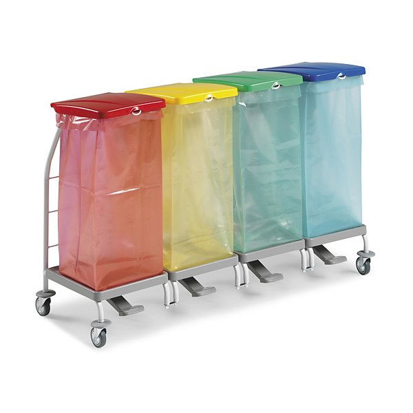 Carrello portasacchi spazzatura quadruplo capacità 70 litri - 2
