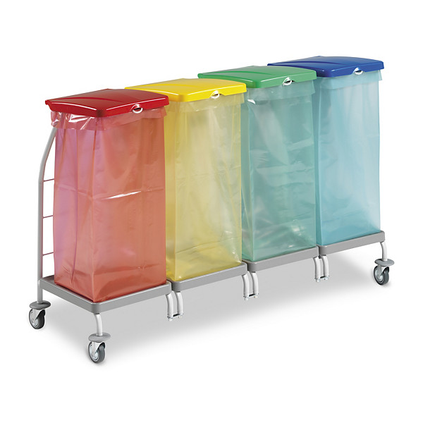 Carrello portasacchi spazzatura quadruplo capacità 70 litri - 1