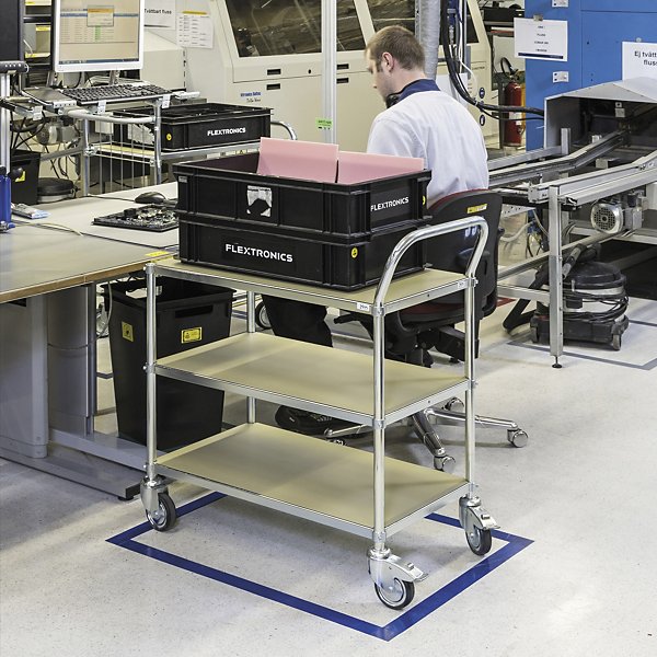 Carrello portatutto 3 ripiani con tappetino dissipativo ESD portata fino a 250 kg - 2