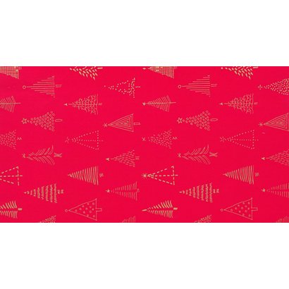 Carta da regalo in fogli, 70 x 100 cm, Fantasia Alberi di Natale su fondo rosso (confezione 5 fogli)