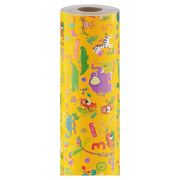 Carta da regalo monopatinata bianca fantasia safari lunghezza 50m - 2