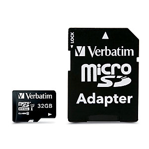 Carte mémoire flash micro SD 32 Go avec adaptateur, Class 10, SDHC, Verbatim