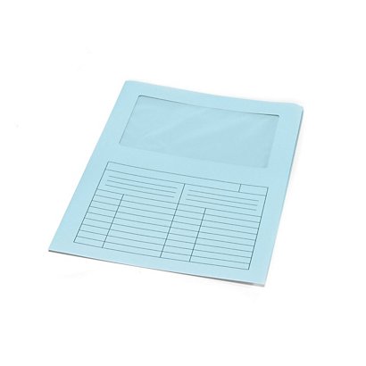 Cartellina a L con finestra, 22 x 31 cm, Cartoncino 120 g/m², Azzurro (confezione 50 pezzi)