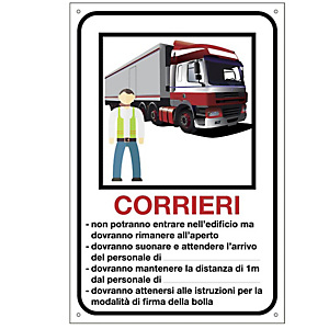 Cartello alluminio - personalizzabile - per corrieri - 40x60 cm - Cartelli Segnalatori Cartello alluminio - personalizzabile - per corrieri - 40x60 cm - Cartelli Segnalatori