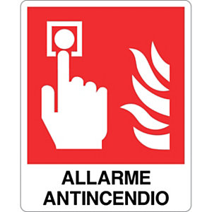 Cartello segnaletico Allarme antincendio, Alluminio, Non adesivo, 12 x 14,5 cm