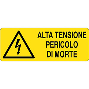 Cartello segnaletico Alta tensione pericolo di morte, Alluminio, Non adesivo, 33,3 x 12,5 cm Cartello segnaletico Alta tensione pericolo di morte, Alluminio, Non adesivo, 33,3 x 12,5 cm