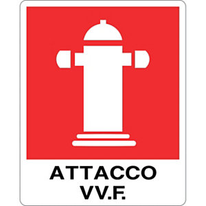 Cartello segnaletico Attacco VV.F. , Non adesivo, 25 x 31 cm