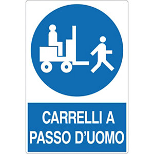 Cartello segnaletico Carrelli a passo d'uomo, Alluminio, Non adesivo, 33,3 x 50 cm