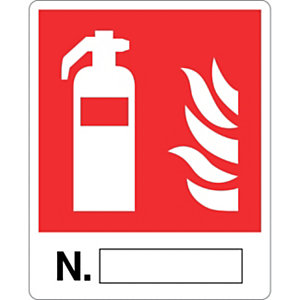 Cartello segnaletico Estintore (simbolo) N., Alluminio, Non adesivo, 25 x 31 cm