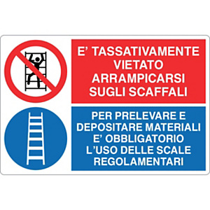Cartello segnaletico multisimbolo È tassativamente vietato arrampicarsi sugli scaffali, Alluminio, 50 x 33,3 cm Cartello segnaletico multisimbolo È tassativamente vietato arrampicarsi sugli scaffali, Alluminio, 50 x 33,3 cm