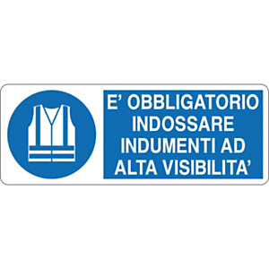 Cartello segnaletico È obbligatorio indossare indumenti ad alta visibilità, Alluminio, Non adesivo, 33,3 x 12,5 cm Cartello segnaletico È obbligatorio indossare indumenti ad alta visibilità, Alluminio, Non adesivo, 33,3 x 12,5 cm