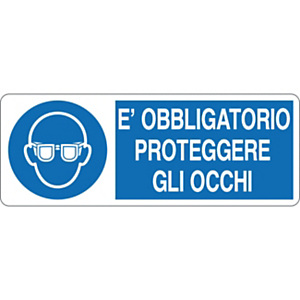 Cartello segnaletico È obbligatorio proteggere gli occhi, Alluminio, Non adesivo, 33,3 x 12,5 cm Cartello segnaletico È obbligatorio proteggere gli occhi, Alluminio, Non adesivo, 33,3 x 12,5 cm