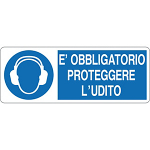Cartello segnaletico È obbligatorio proteggere l'udito, Alluminio, Non adesivo, 33,3 x 12,5 cm Cartello segnaletico È obbligatorio proteggere l'udito, Alluminio, Non adesivo, 33,3 x 12,5 cm