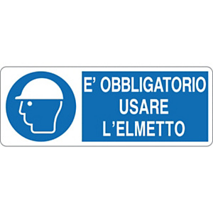 Cartello segnaletico È obbligatorio usare l'elmetto, Alluminio, Non adesivo, 33,3 x 12,5 cm Cartello segnaletico È obbligatorio usare l'elmetto, Alluminio, Non adesivo, 33,3 x 12,5 cm
