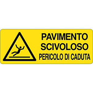 Cartello segnaletico Pavimento scivoloso pericolo di caduta, Alluminio, Non adesivo, 33,3 x 12,5 cm